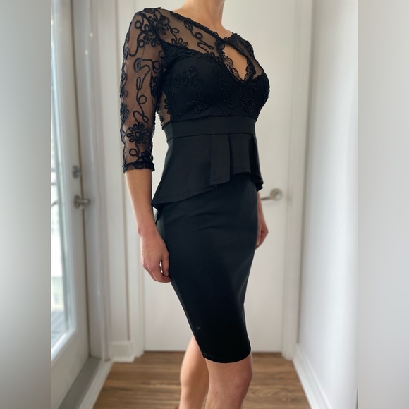 Black formal dress with lace detail size Medium - Picture 2 of 4